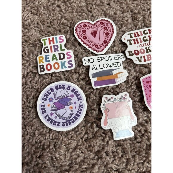Lot of 7 bookish sticker pack romance readers thick thighs bookish vibes - Picture 2 of 4